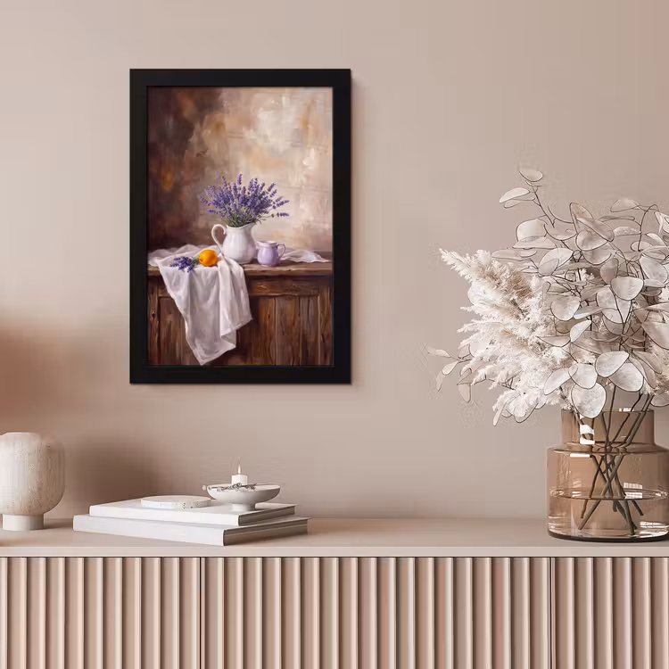 Framed Prints - Flowers - Still Life - Purple - Bloemen - Stilleven - Paars fotolijst zwart zonder passe partout klein