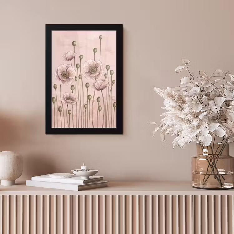 Bloemen - Zomer - Natuur - Aquarel - Roze fotolijst zwart zonder passe partout klein -sfeer5