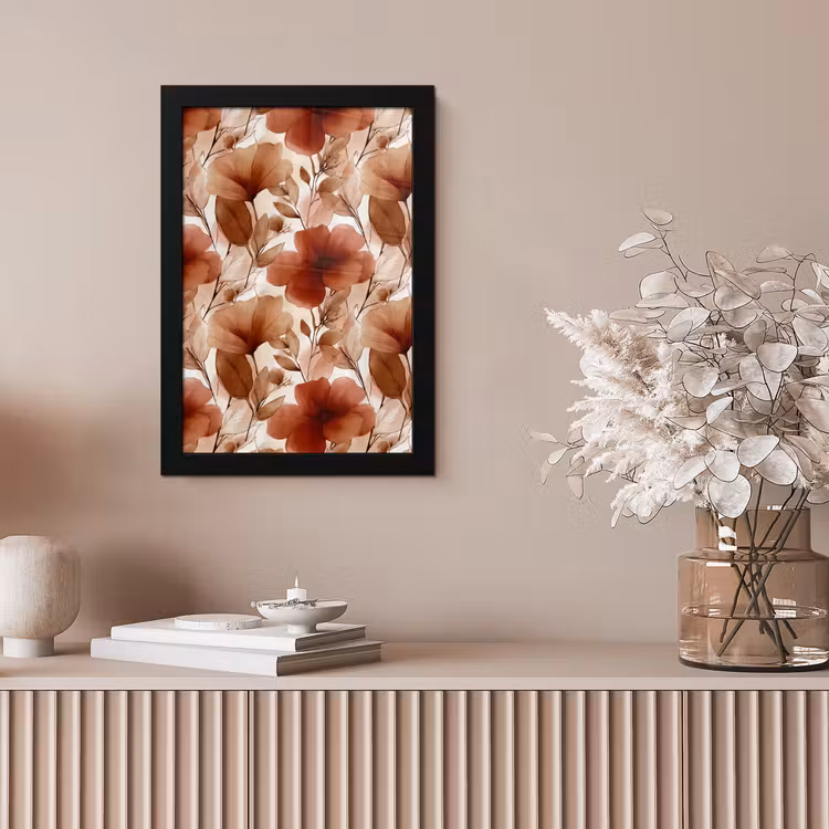 Bloemen - Aquarel - Botanisch - Terracotta fotolijst zwart zonder passe partout klein 224 -sfeer5