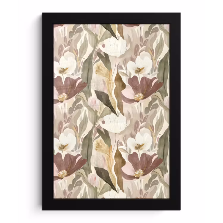 Bloemen - Aquarel - Kleurrijk fotolijst zwart zonder passe partout klein 224 -3d