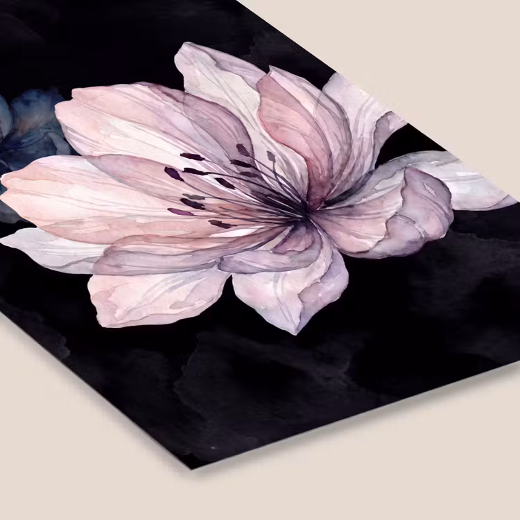 Bloemen - Aquarel - Modern - Roze - Donker fotolijst zwart zonder passe partout klein -zsfeer6