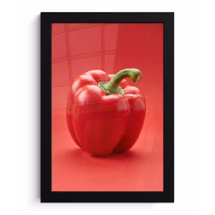 Framed Prints - Food - Bell Pepper - Red - Eten - Paprika - Rood fotolijst zwart zonder passe partout klein