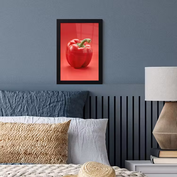 Framed Prints - Food - Bell Pepper - Red - Eten - Paprika - Rood fotolijst zwart zonder passe partout klein