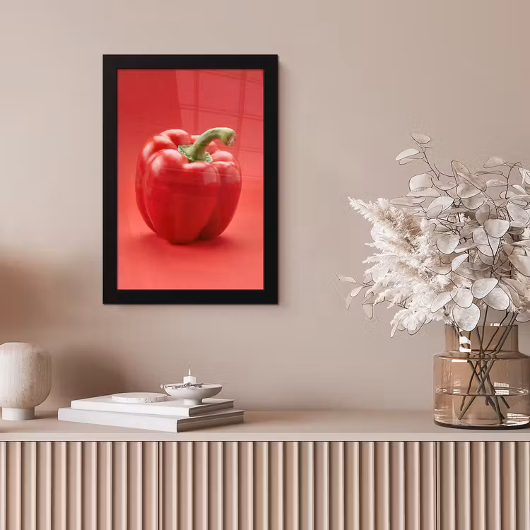 Framed Prints - Food - Bell Pepper - Red - Eten - Paprika - Rood fotolijst zwart zonder passe partout klein