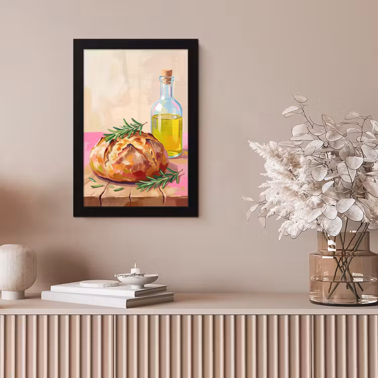 Eten - Brood - Olijfolie - Abstract - Keuken fotolijst zwart zonder passe partout klein -sfeer5