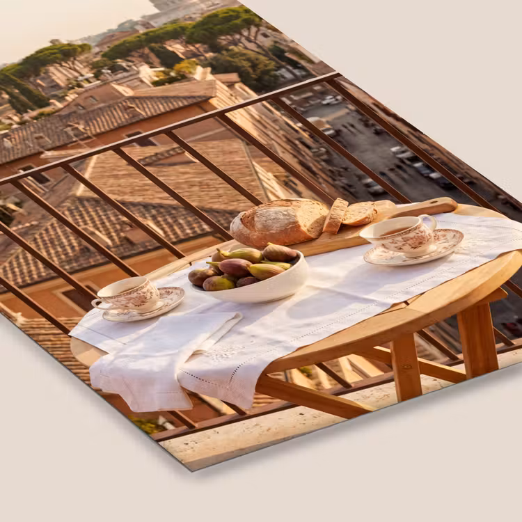 Eten - Ontbijt - Balkon - Stad - Zonsopgang fotolijst zwart zonder passe partout klein -zsfeer6