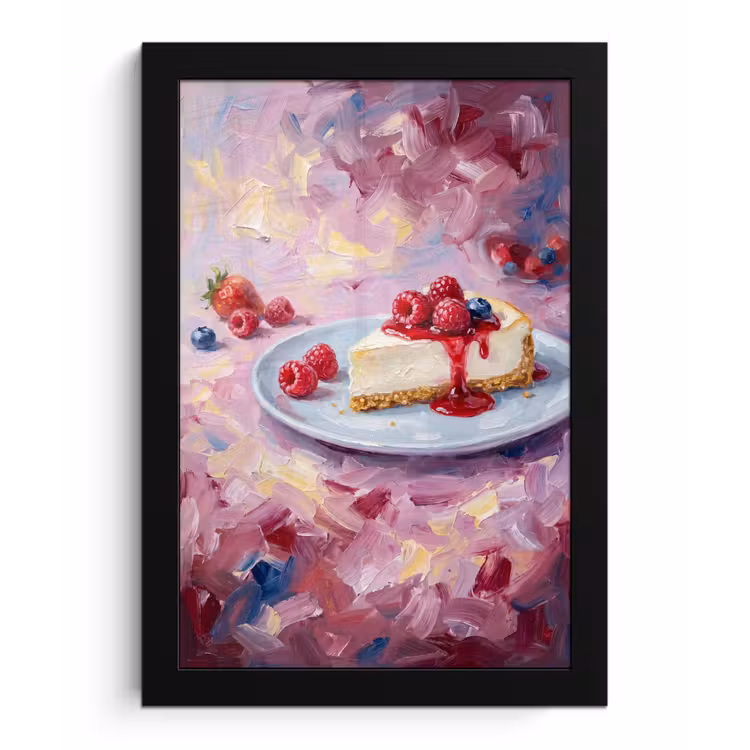 Eten - Cheesecake - Bessen - Abstract - Roze fotolijst zwart zonder passe partout klein -3d