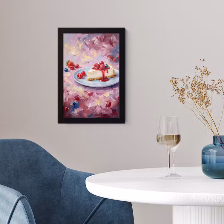 Eten - Cheesecake - Bessen - Abstract - Roze fotolijst zwart zonder passe partout klein -sfeer4
