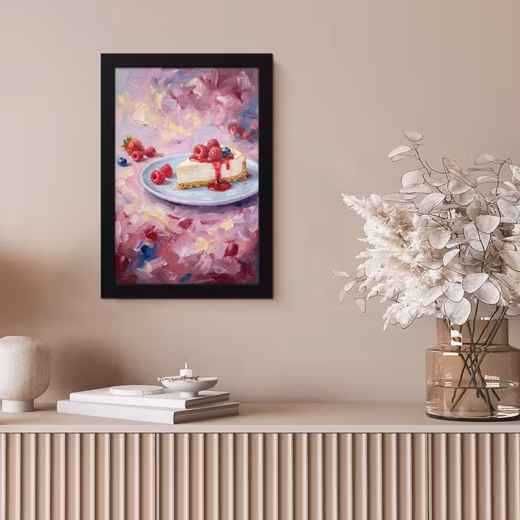 Eten - Cheesecake - Bessen - Abstract - Roze fotolijst zwart zonder passe partout klein -sfeer5