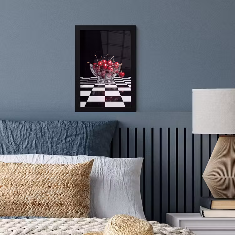 Framed Prints - Food - Cherries - Red - Eten - Kersen - Rood fotolijst zwart zonder passe partout klein