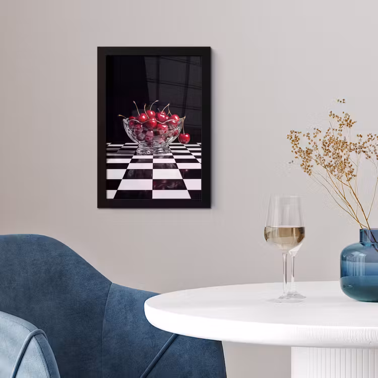 Framed Prints - Food - Cherries - Red - Eten - Kersen - Rood fotolijst zwart zonder passe partout klein