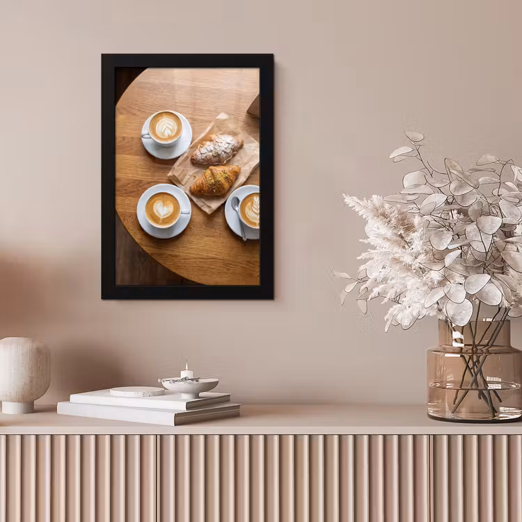Eten - Croissant - Koffie - Ontbijt - Modern fotolijst zwart zonder passe partout klein -sfeer5