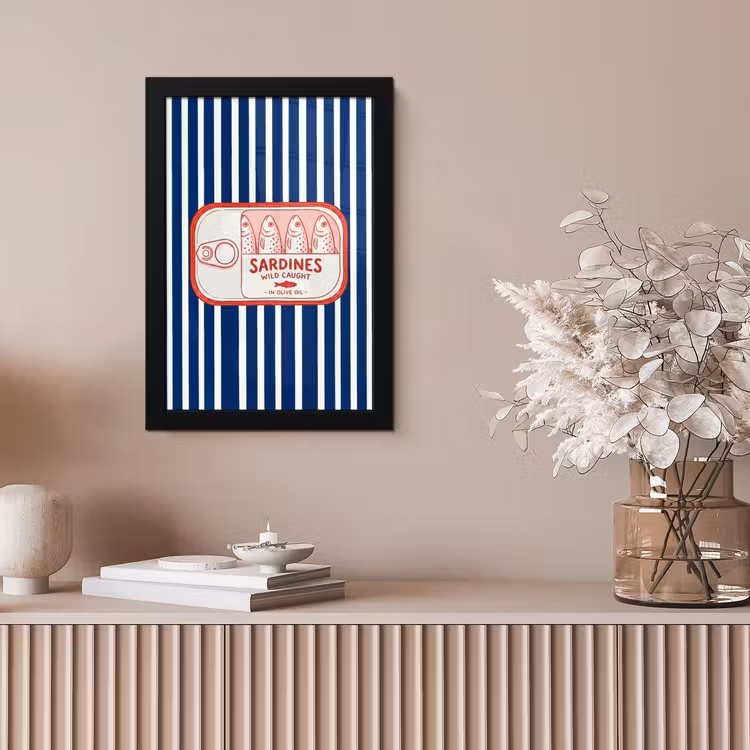 Eten - Vis - Blik - Illustratie - Rood fotolijst zwart zonder passe partout klein -sfeer5