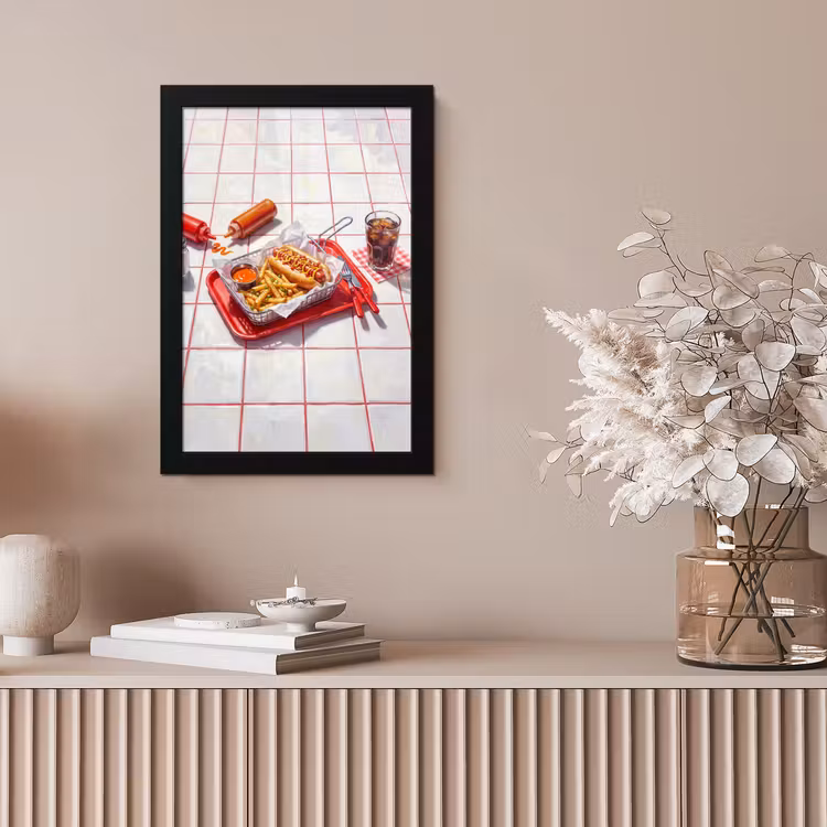 Eten - Hotdog - Fastfood - Modern - Rood fotolijst zwart zonder passe partout klein -sfeer5