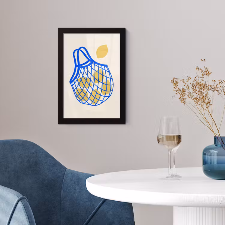 Eten - Citroen - Boodschappen - Abstract - Geel - Blauw fotolijst zwart zonder passe partout klein -sfeer4
