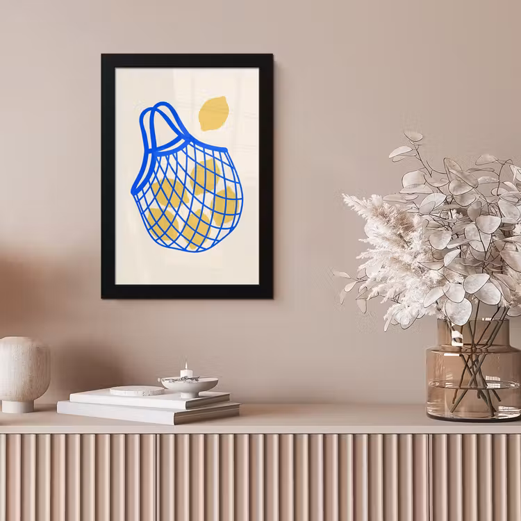 Eten - Citroen - Boodschappen - Abstract - Geel - Blauw fotolijst zwart zonder passe partout klein -sfeer5