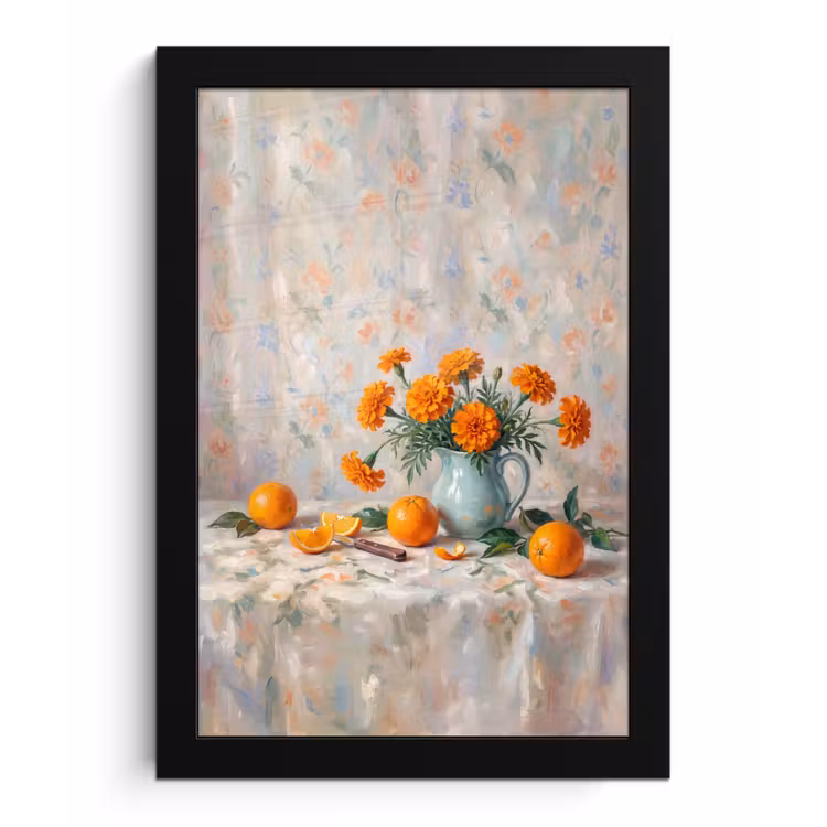 Framed Prints - Food - Orange - Art - Eten - Oranje - Kunst fotolijst zwart zonder passe partout klein
