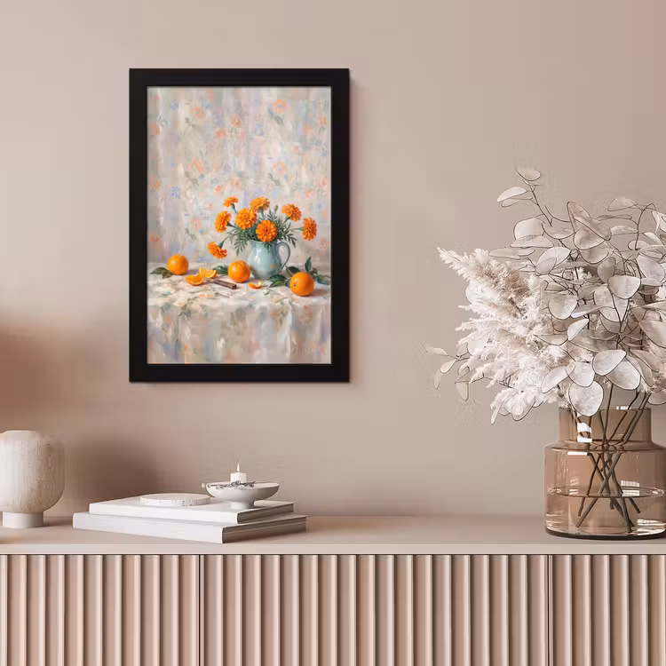 Framed Prints - Food - Orange - Art - Eten - Oranje - Kunst fotolijst zwart zonder passe partout klein