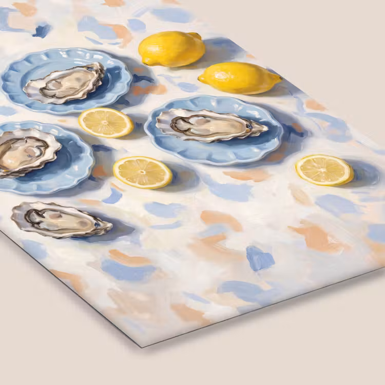 Eten - Oesters - Citroenen - Modern - Geel fotolijst zwart zonder passe partout klein -zsfeer6