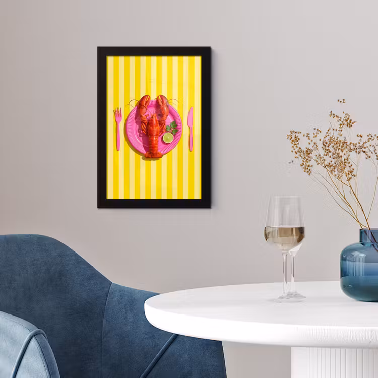Eten - Roze - Geel - Modern - Culinaire fotolijst zwart zonder passe partout klein -sfeer4