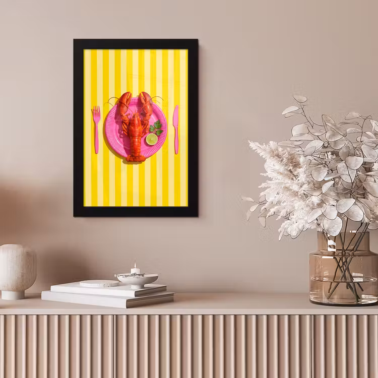 Eten - Roze - Geel - Modern - Culinaire fotolijst zwart zonder passe partout klein -sfeer5