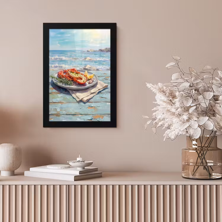 Eten - Zee - Kust - Modern - Blauw fotolijst zwart zonder passe partout klein -sfeer5