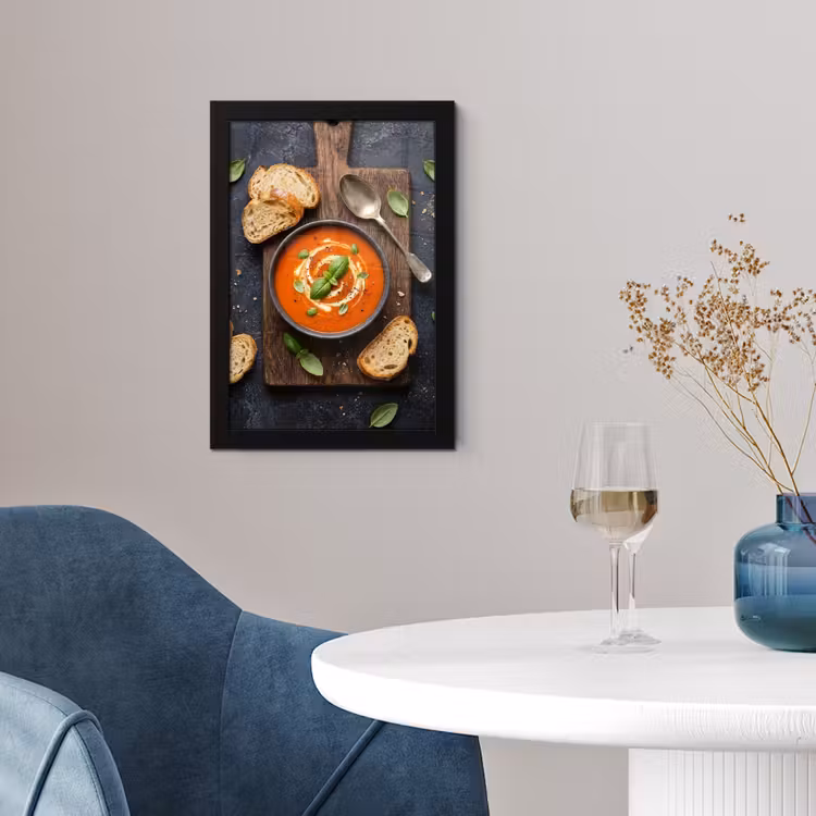 Eten - Soep - Basilicum - Rustiek - Rood fotolijst zwart zonder passe partout klein -sfeer4