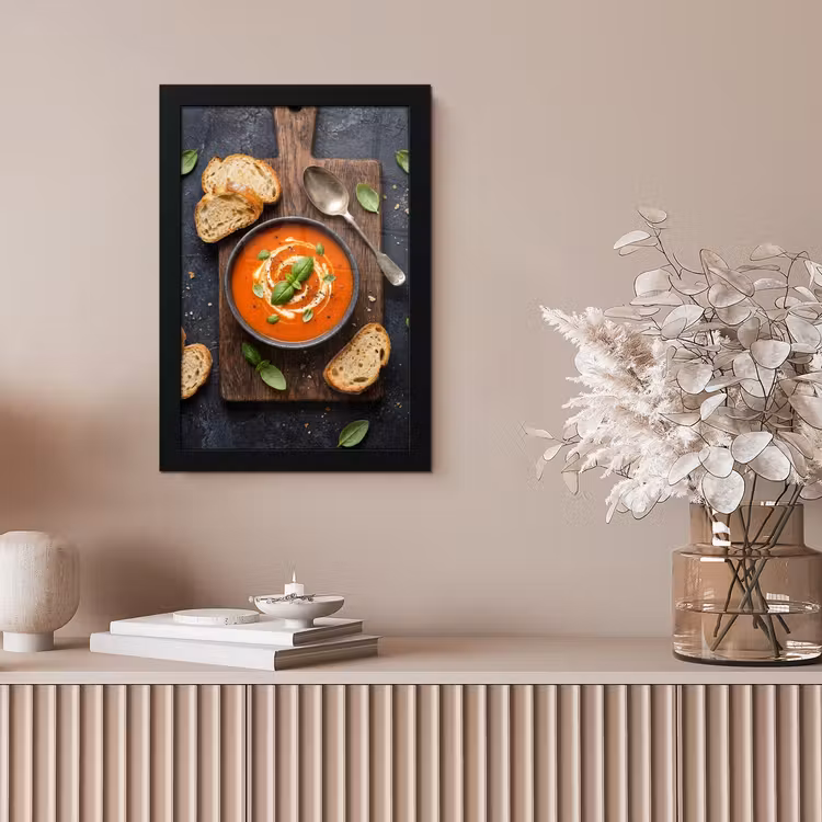 Eten - Soep - Basilicum - Rustiek - Rood fotolijst zwart zonder passe partout klein -sfeer5