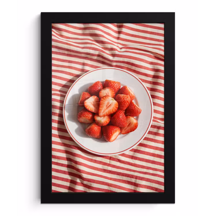 Eten - Aardbeien - Fruit - Zomer - Rood fotolijst zwart zonder passe partout klein -3d