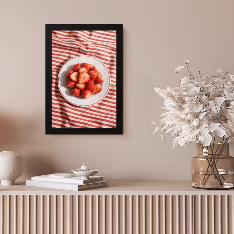 Eten - Aardbeien - Fruit - Zomer - Rood fotolijst zwart zonder passe partout klein -sfeer5