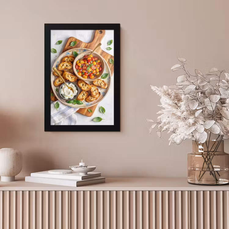 Eten - Tomaat - Brood - Kleurrijk - Keuken fotolijst zwart zonder passe partout klein -sfeer5