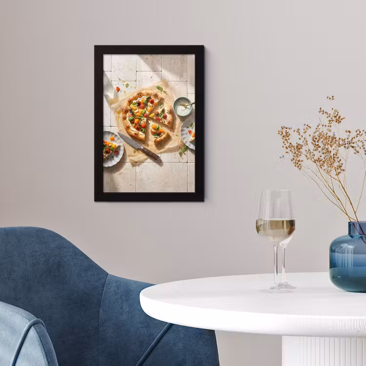 Eten - Tomaten - Basilicum - Maaltijd - Vers fotolijst zwart zonder passe partout klein -sfeer4