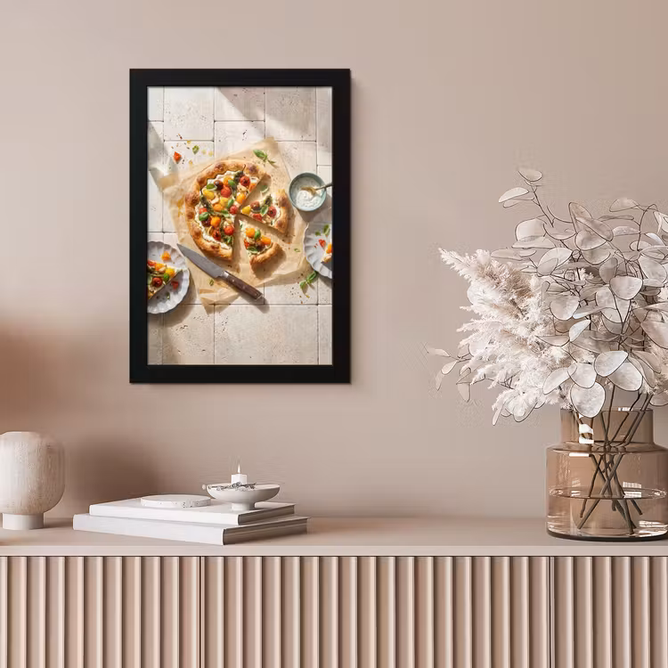 Eten - Tomaten - Basilicum - Maaltijd - Vers fotolijst zwart zonder passe partout klein -sfeer5