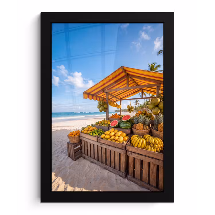 Framed Prints - Fruit - Beach - Tropical - Fruit - Strand - Tropisch fotolijst zwart zonder passe partout klein
