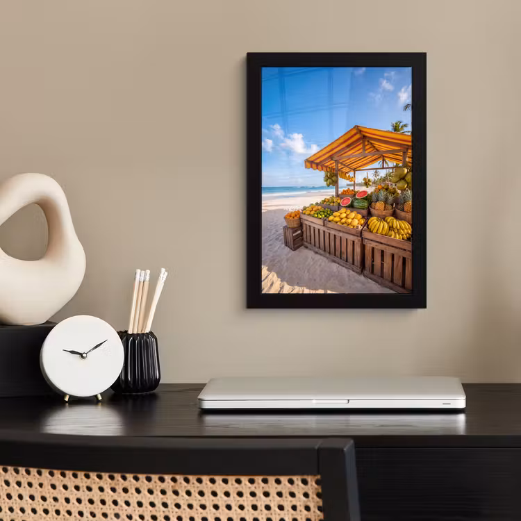 Framed Prints - Fruit - Beach - Tropical - Fruit - Strand - Tropisch fotolijst zwart zonder passe partout klein