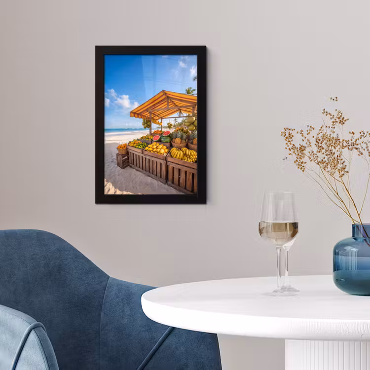 Framed Prints - Fruit - Beach - Tropical - Fruit - Strand - Tropisch fotolijst zwart zonder passe partout klein