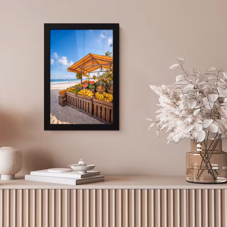 Framed Prints - Fruit - Beach - Tropical - Fruit - Strand - Tropisch fotolijst zwart zonder passe partout klein