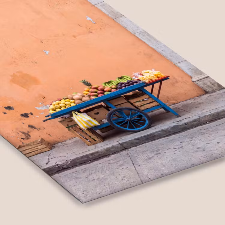 Framed Prints - Fruit - Cart - Street - Fruit - Kar - Straat fotolijst zwart zonder passe partout klein
