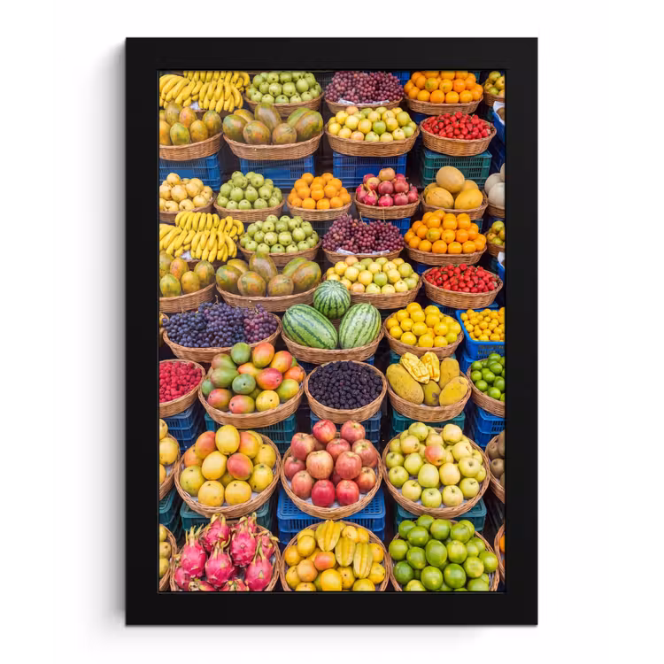Framed Prints - Fruit - Market - Colorful - Fruit - Markt - Kleurrijk fotolijst zwart zonder passe partout klein