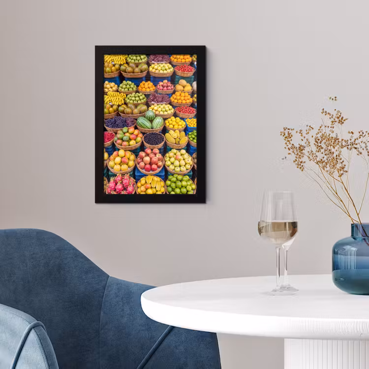 Framed Prints - Fruit - Market - Colorful - Fruit - Markt - Kleurrijk fotolijst zwart zonder passe partout klein