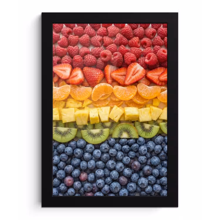 Fruit - Regenboog - Gezond - Kleurrijk fotolijst zwart zonder passe partout klein -3d