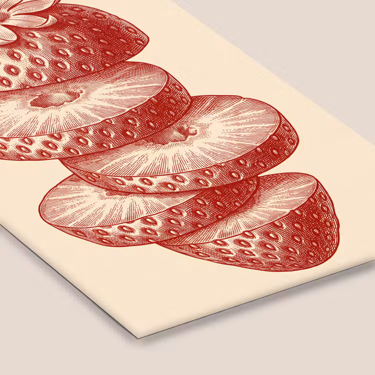 Fruit - Gesneden - Illustratie - Rood - Vintage fotolijst zwart zonder passe partout klein -zsfeer6