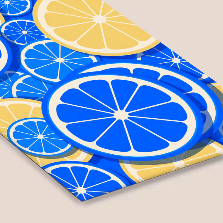 Fruit - Schijven - Patroon - Modern - Blauw - Geel fotolijst zwart zonder passe partout klein -zsfeer6