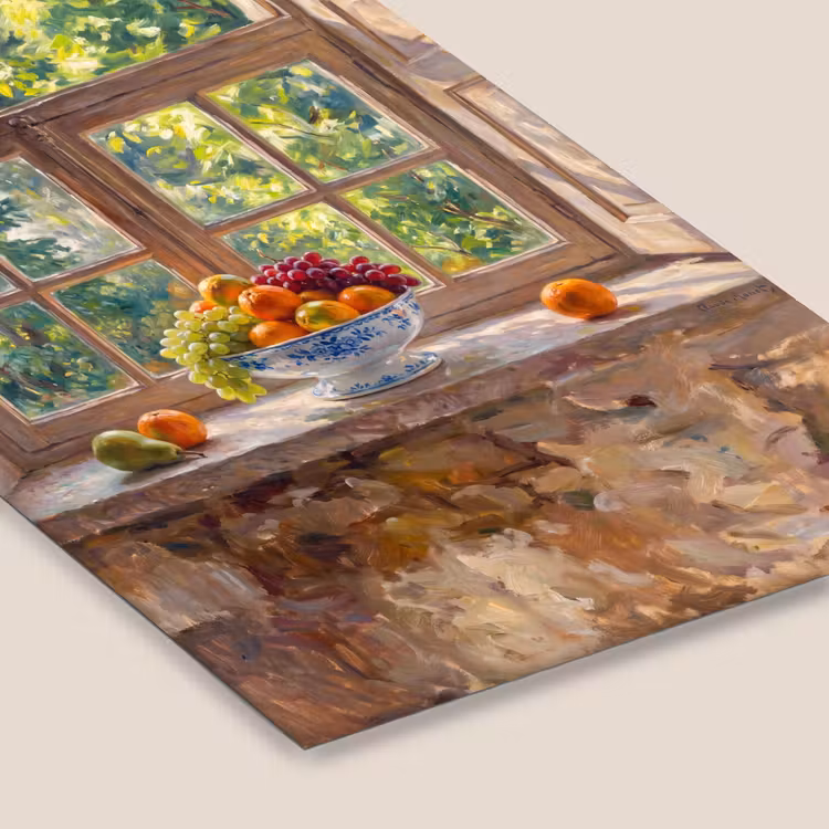 Framed Prints - Fruit - Windowsill - Nature - Fruit - Vensterbank - Natuur fotolijst zwart zonder passe partout klein