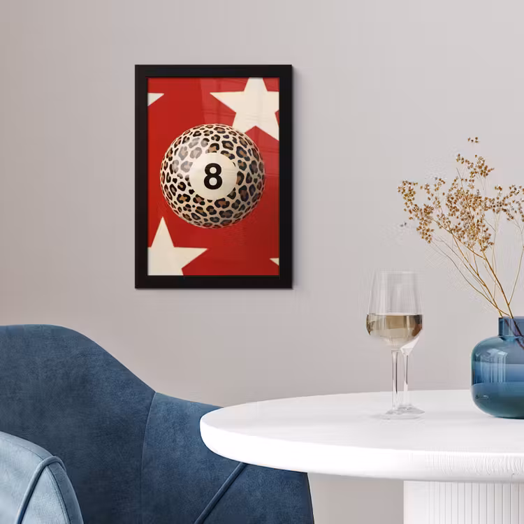 Spel - Dierenprint - Nummer 8 - Modern - Rood fotolijst zwart zonder passe partout klein -sfeer4