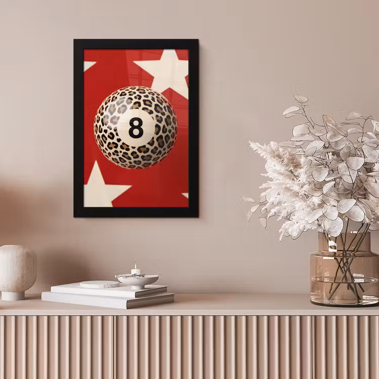 Spel - Dierenprint - Nummer 8 - Modern - Rood fotolijst zwart zonder passe partout klein -sfeer5
