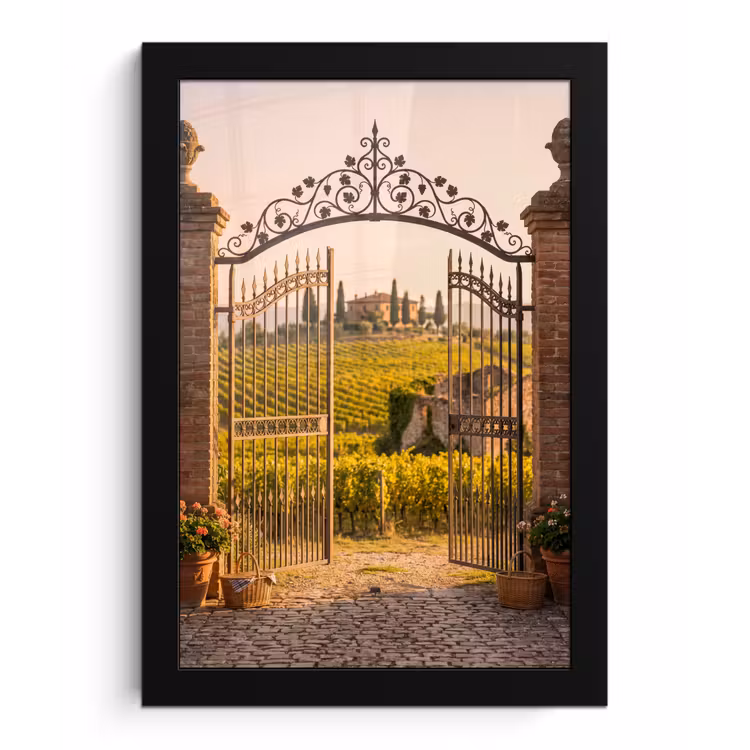 Poort - Landschap - Platteland - Zonlicht - Warm fotolijst zwart zonder passe partout klein -3d