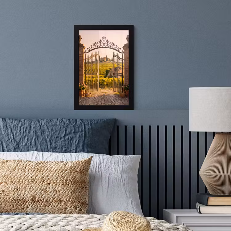 Poort - Landschap - Platteland - Zonlicht - Warm fotolijst zwart zonder passe partout klein -sfeer3