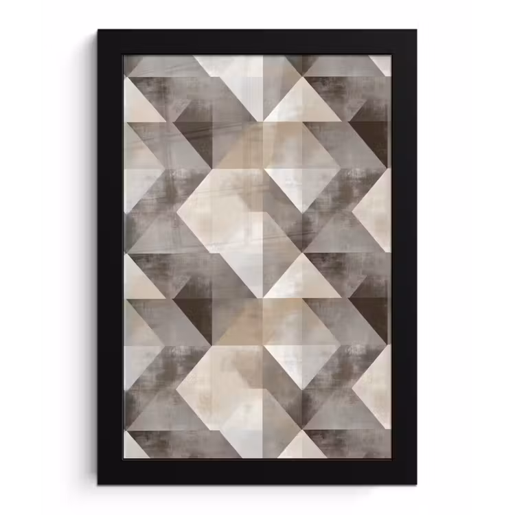 Geometrisch - Motief - Aardetinten fotolijst zwart zonder passe partout klein 224 -3d
