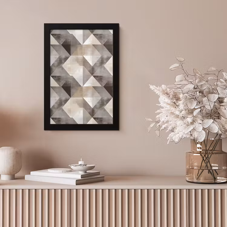 Geometrisch - Motief - Aardetinten fotolijst zwart zonder passe partout klein 224 -sfeer5